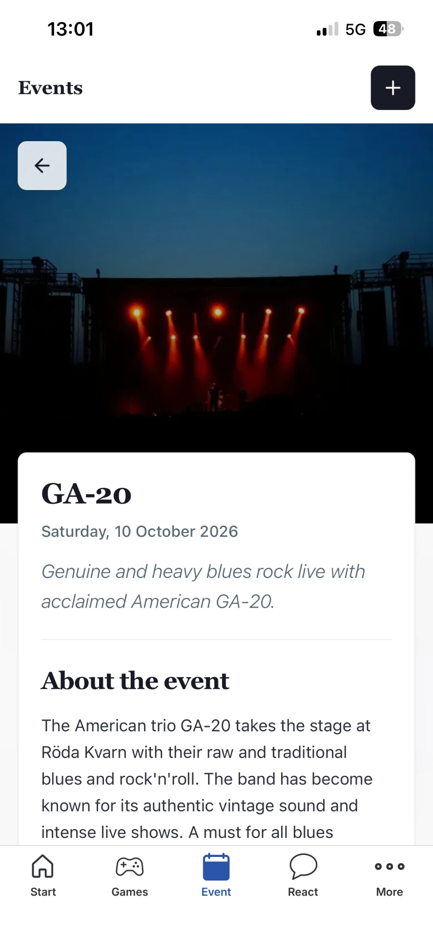 The event page